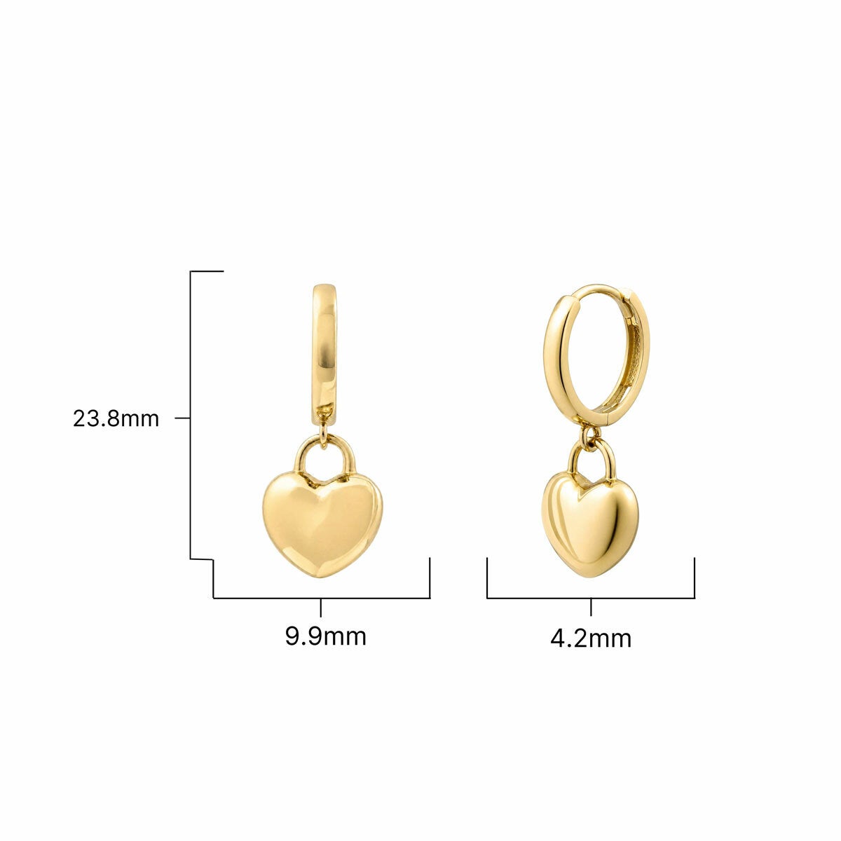 14ct Yellow Gold Heart Drop Earrings 14ct Yellow Gold Heart Drop Earrings