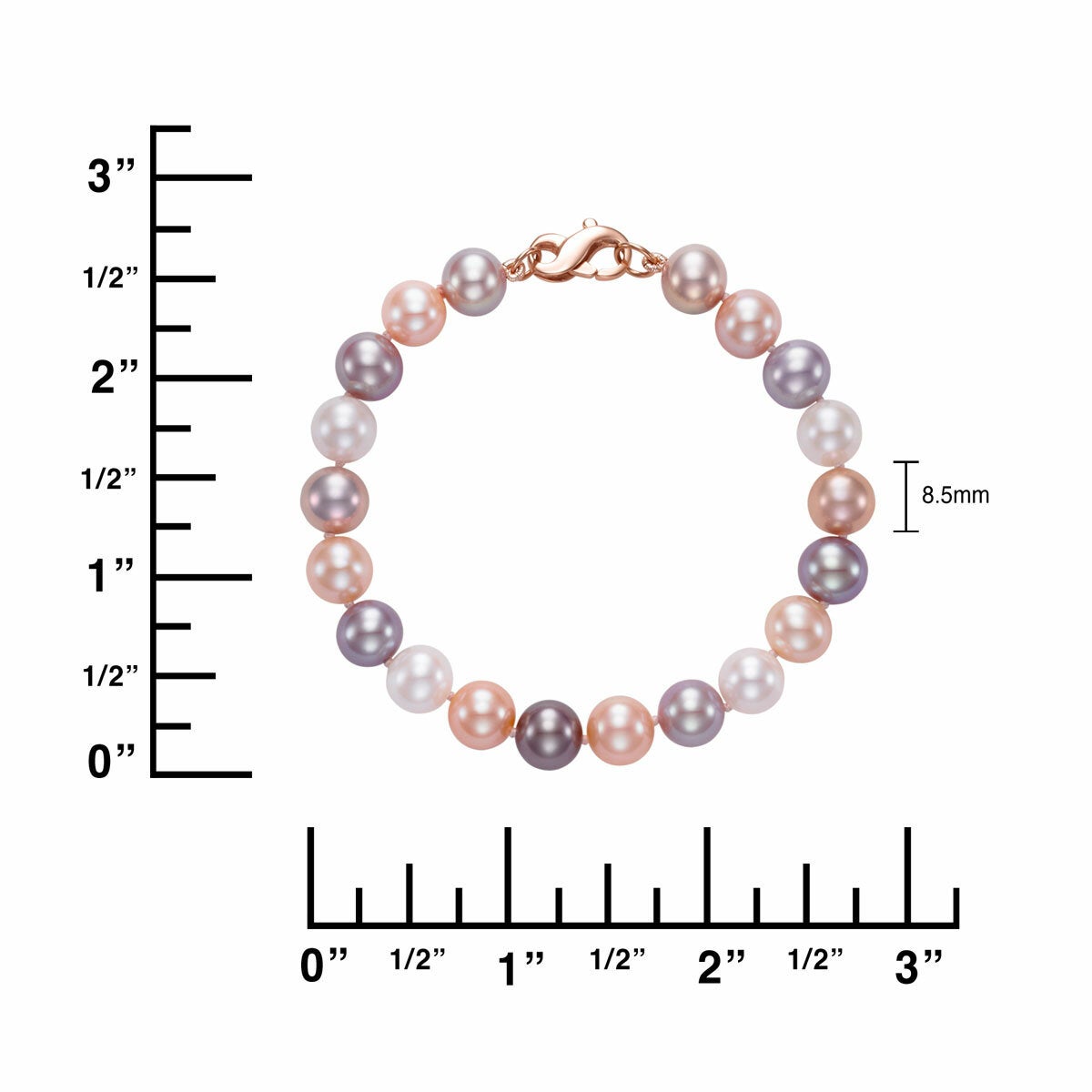 8-8.5mm Freshwater Multi Pink Pearl Bracelet, 14ct Rose Gold 8-8.5mm Freshwater Multi Pink Pearl Bracelet, 14ct Rose Gold