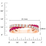 Round Cut Ruby & 0.45ctw Diamond Ring, 14ct Rose Gold