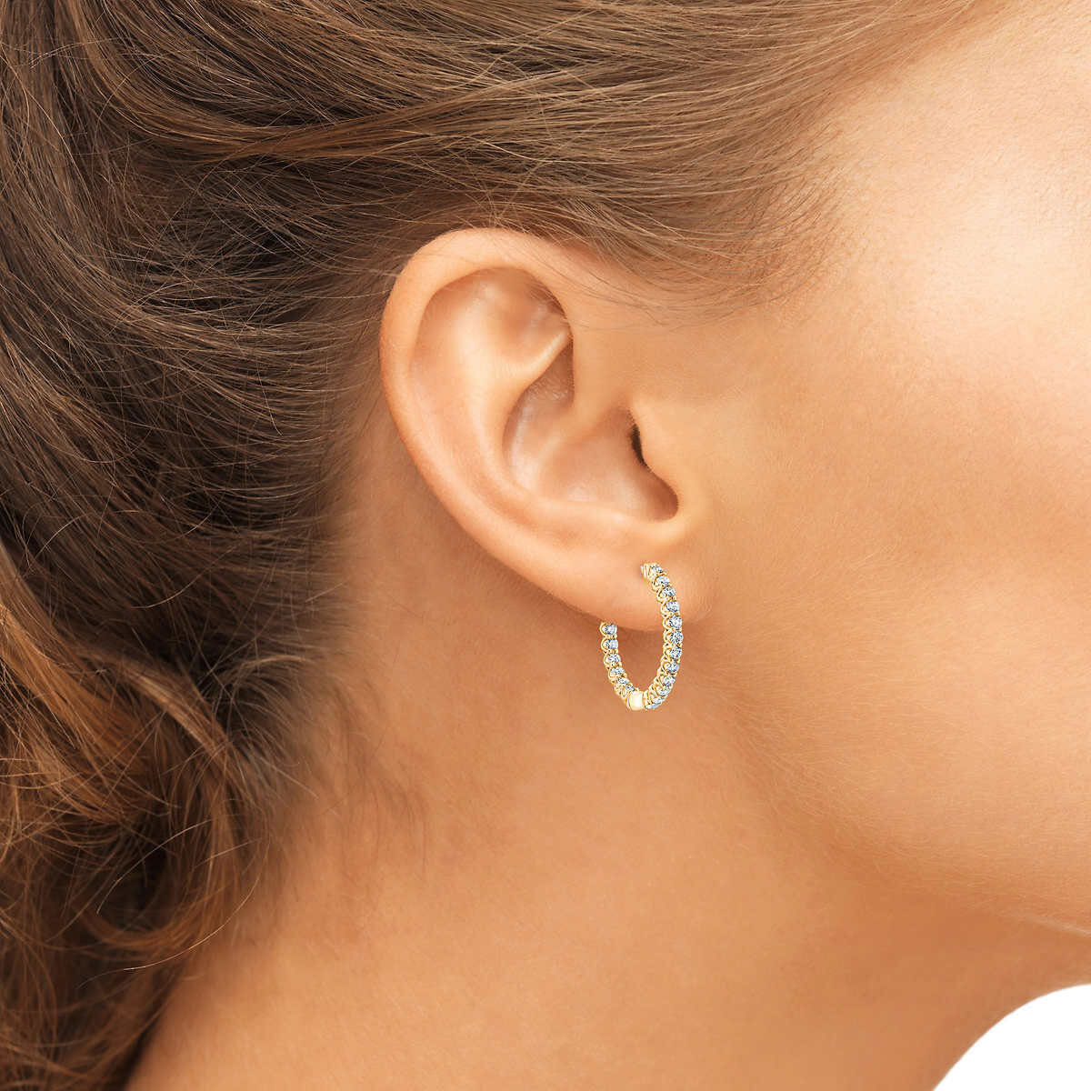 1.00ctw Diamond Hoops, 14K Yellow Gold