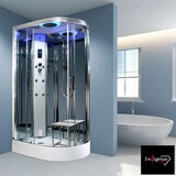 Insignia Diamond 1100mm Offset Quadrant Steam Shower with Chrome Frame