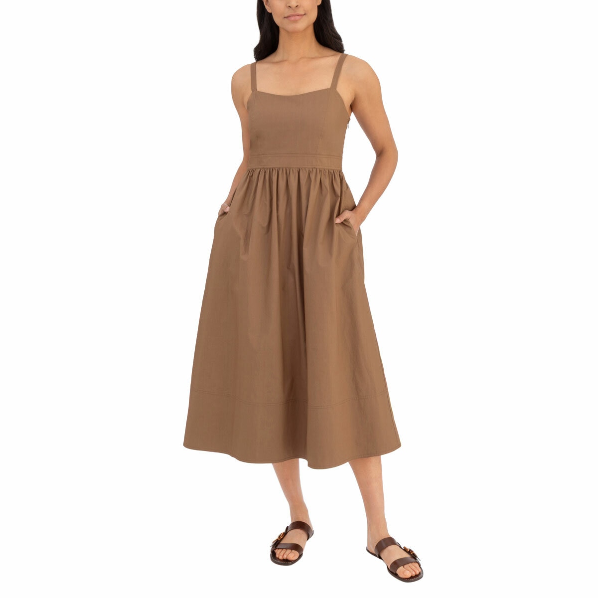 Wellworn Ladies Poplin Dress in Brown