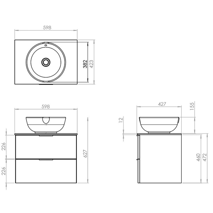 Tavistock Vesta 59.8 cm Wall Mounted Vanity Unit In White