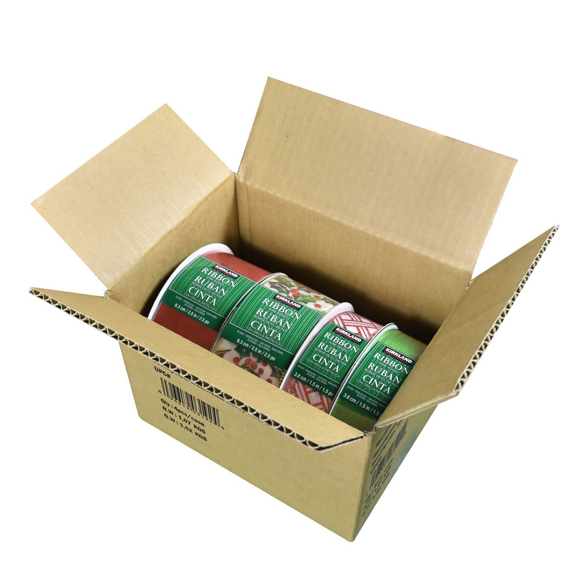 Buy Kirkland Signature Wire Edge Ribbon Traditional Red / Green Box Image at Costco.co.uk