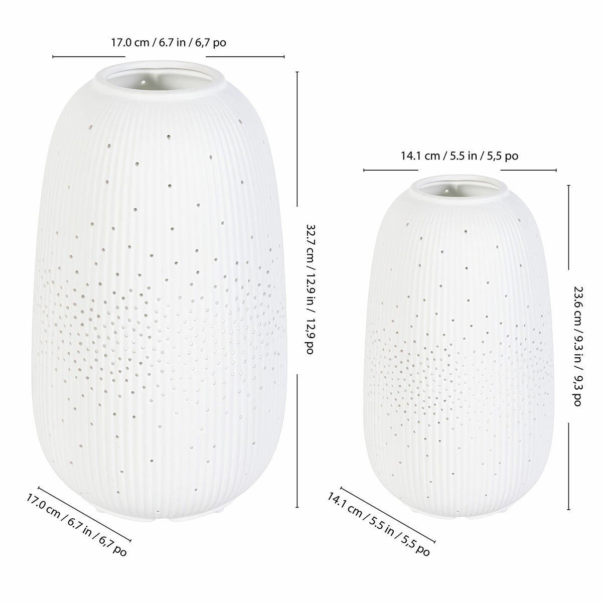 Evergreen LED Porcelain Lantern, 2 Piece Set in White