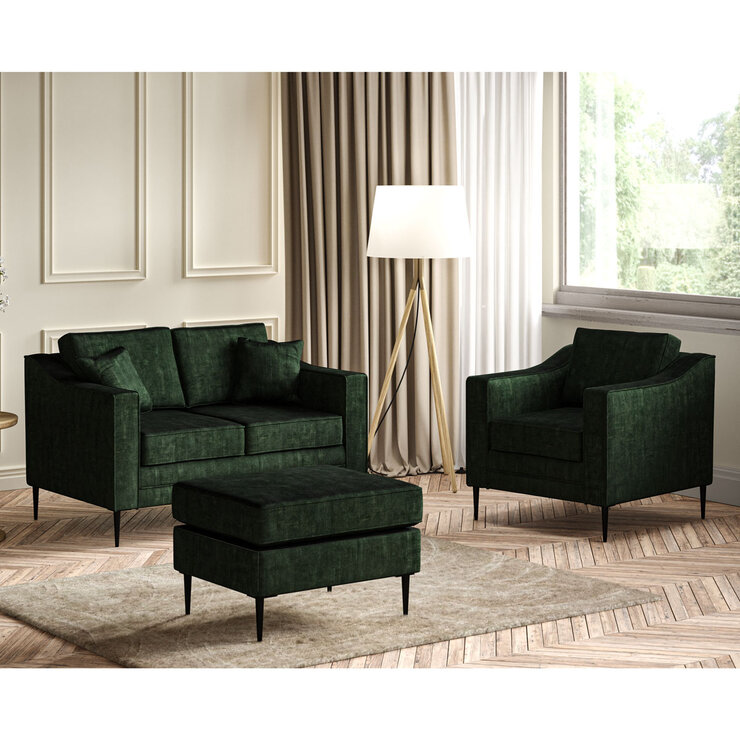 Aspen Velvet Footstool, Green Aspen Velvet Footstool, Green