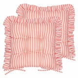 Wylder Millie Ruffle Pink Striped Indoor Outdoor Seat Pad 2 Pack, 40 x 40 cm
