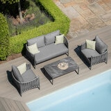 Maze Milan 4 Piece Deep Seating Patio Set in Charcoal