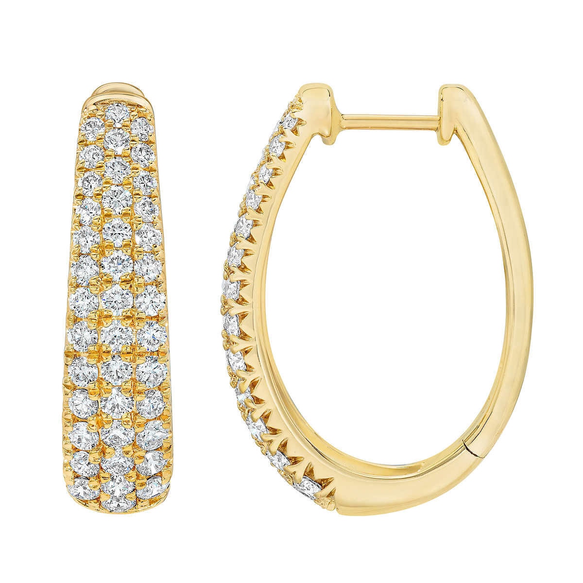 1.75ctw Diamond Hoop Earrings, 14K Yellow Gold