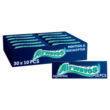 Wrigley's Airwaves Menthol & Eucalyptus Chewing Gum, 30 x 10 Pack