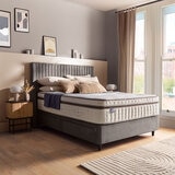Silentnight Velvet 4 Drawer Divan Base with Slumber Headboard in Charcoal & 3 Sizes