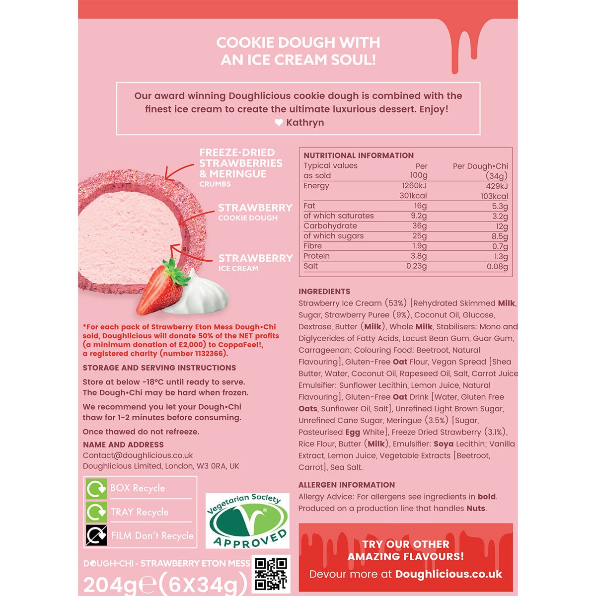 Doughlicious Dough-Chi Strawberry Eton Mess, 2 x 6 Pack