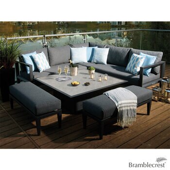 Bramblecrest Havana Anthracite Deep Seating Corner Patio Set with Dual Height Ceramic Table