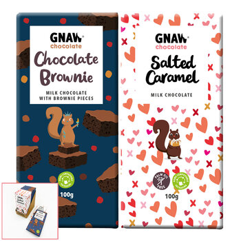Gnaw Salted Caramel and Chocolate Brownie Chocolate Bars, 12 x 100g