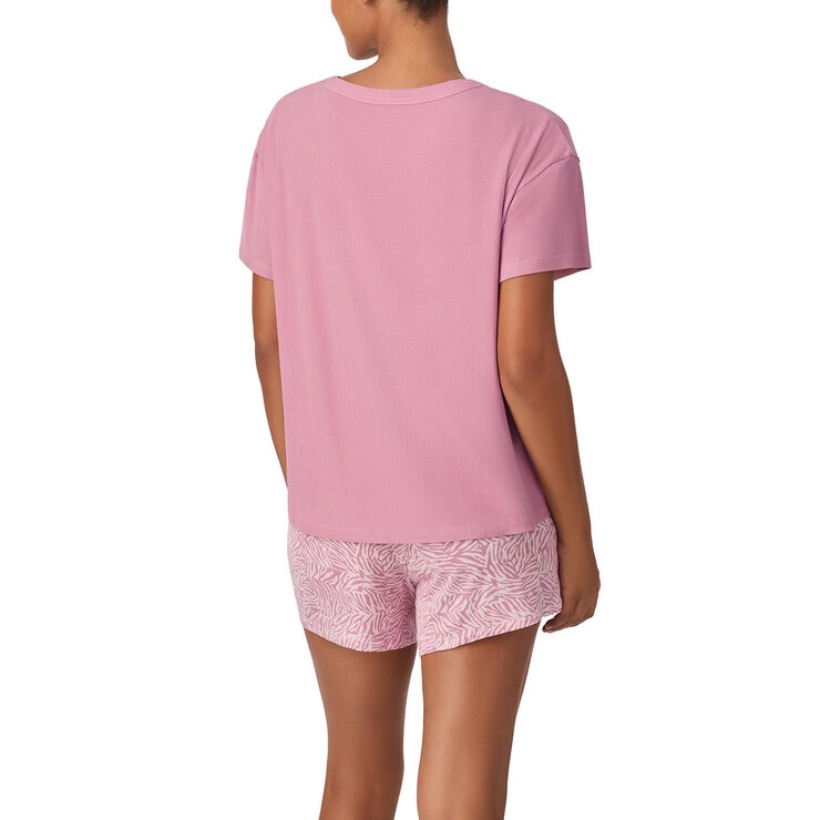 DKNY Ladies Tee & Boxer Pyjama Set in Pink Animal Print
