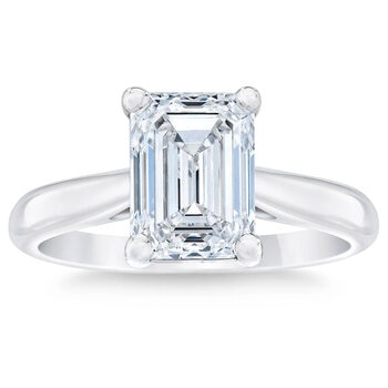 3.12ct Emerald Cut Diamond Solitaire Ring, Platinum