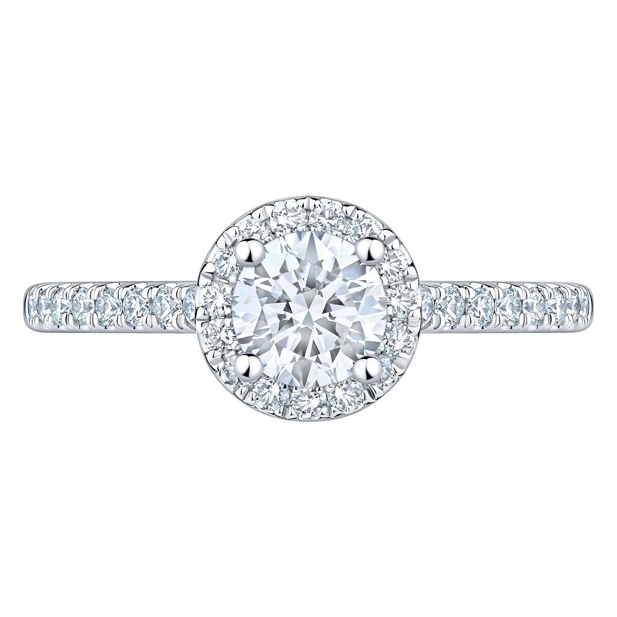 1.00ctw Round Brilliant Cut Diamond Halo Ring,14ct White Gold