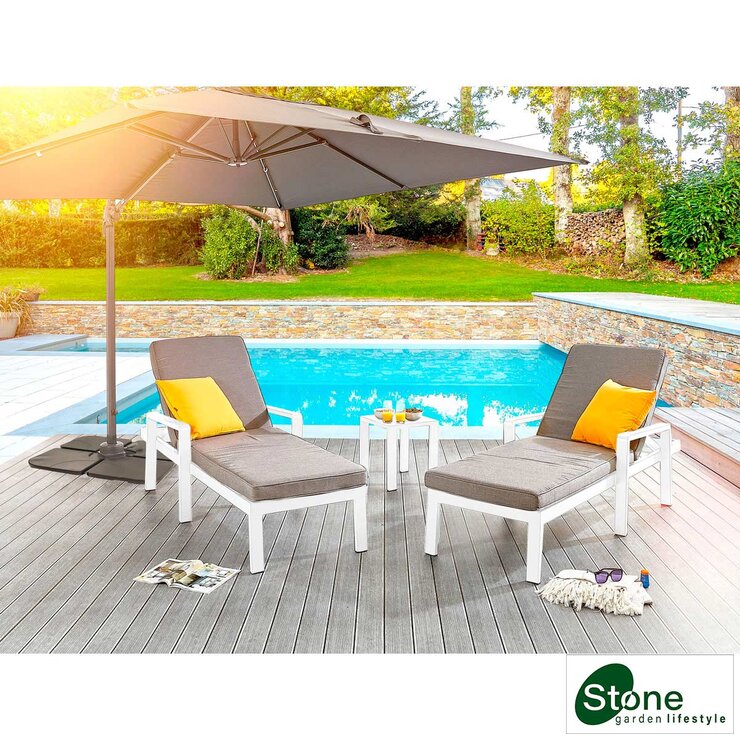 Stone Garden 3 Piece Lounger Set in Two Colours Stone Garden 3 Piece Lounger Set in Two Colours