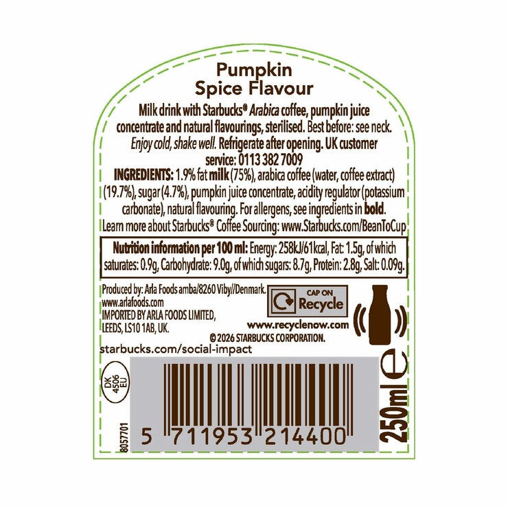 Starbucks Frapp Pumpkin Spice 8x250ml Starbucks Frapp Pumpkin Spice 8x250ml