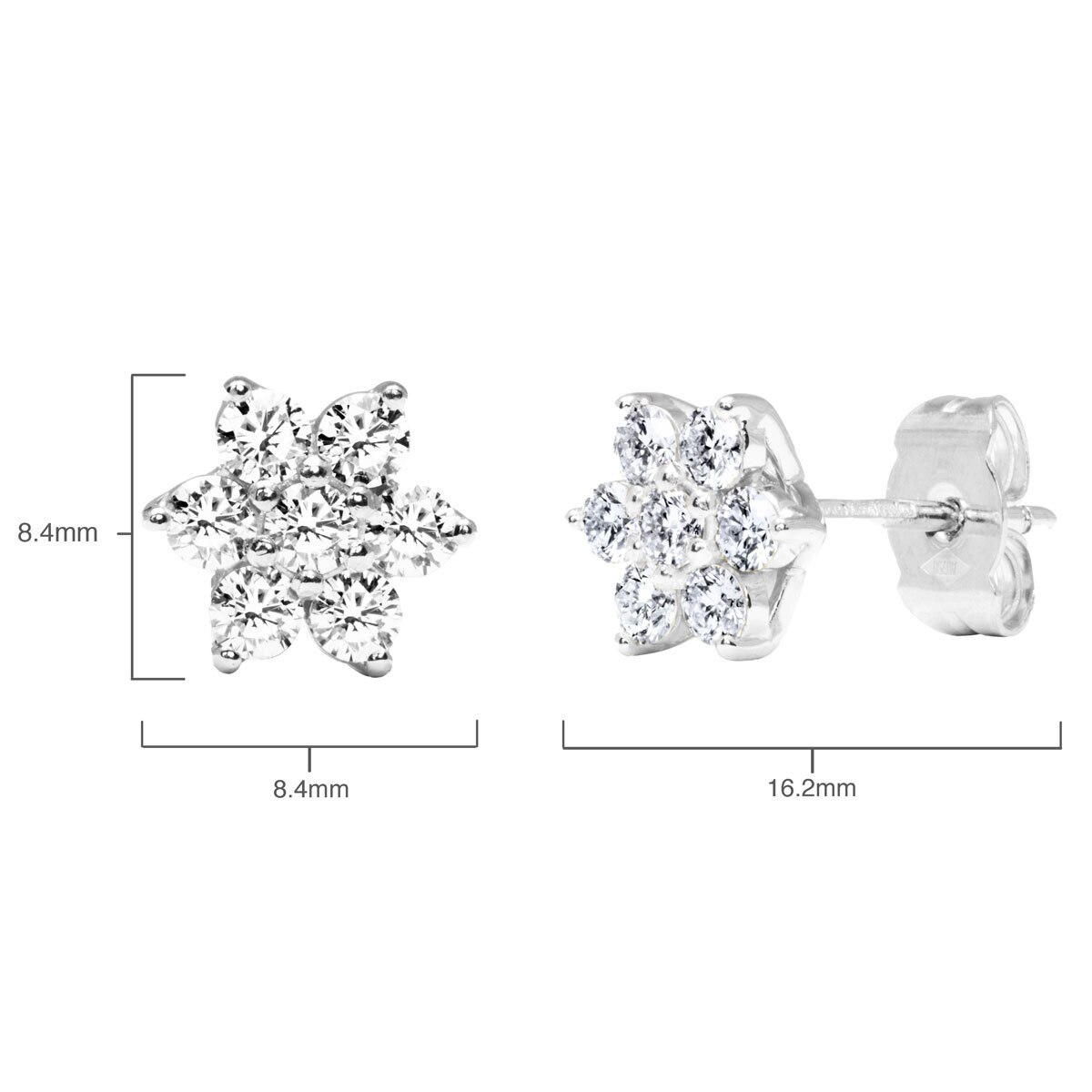 0.66ctw Round Brilliant Cut Diamond Cluster Earrings, 18ct White Gold