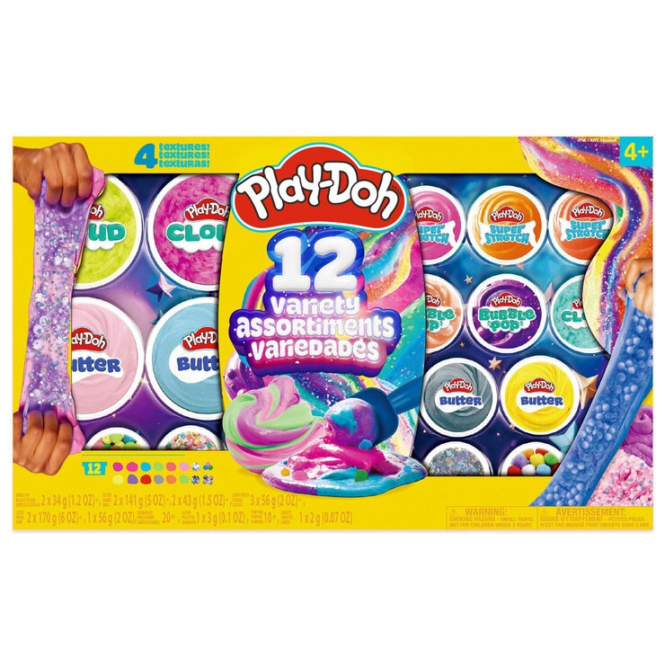 Play-Doh 12 Variety Compounds, Cloud, Butter, Bubble Pop, Super Stretch (4+ Years)