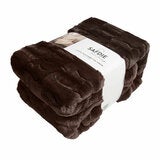 Safdie Luxury Faux Rabbit Fur Brown Throw, 127 x 178 cm