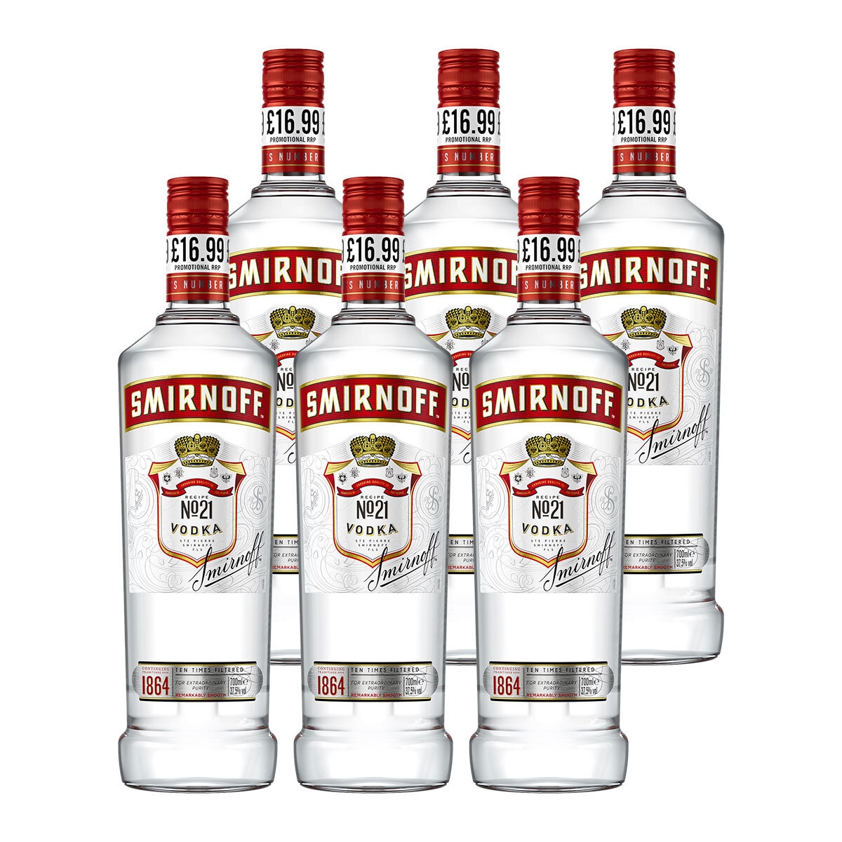 Smirnoff PMP £16.99, 6 x 70cl