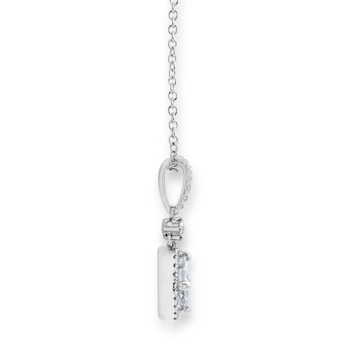 1.00ctw Princess Cut Diamond Halo Drop Pendant, 18ct White Gold