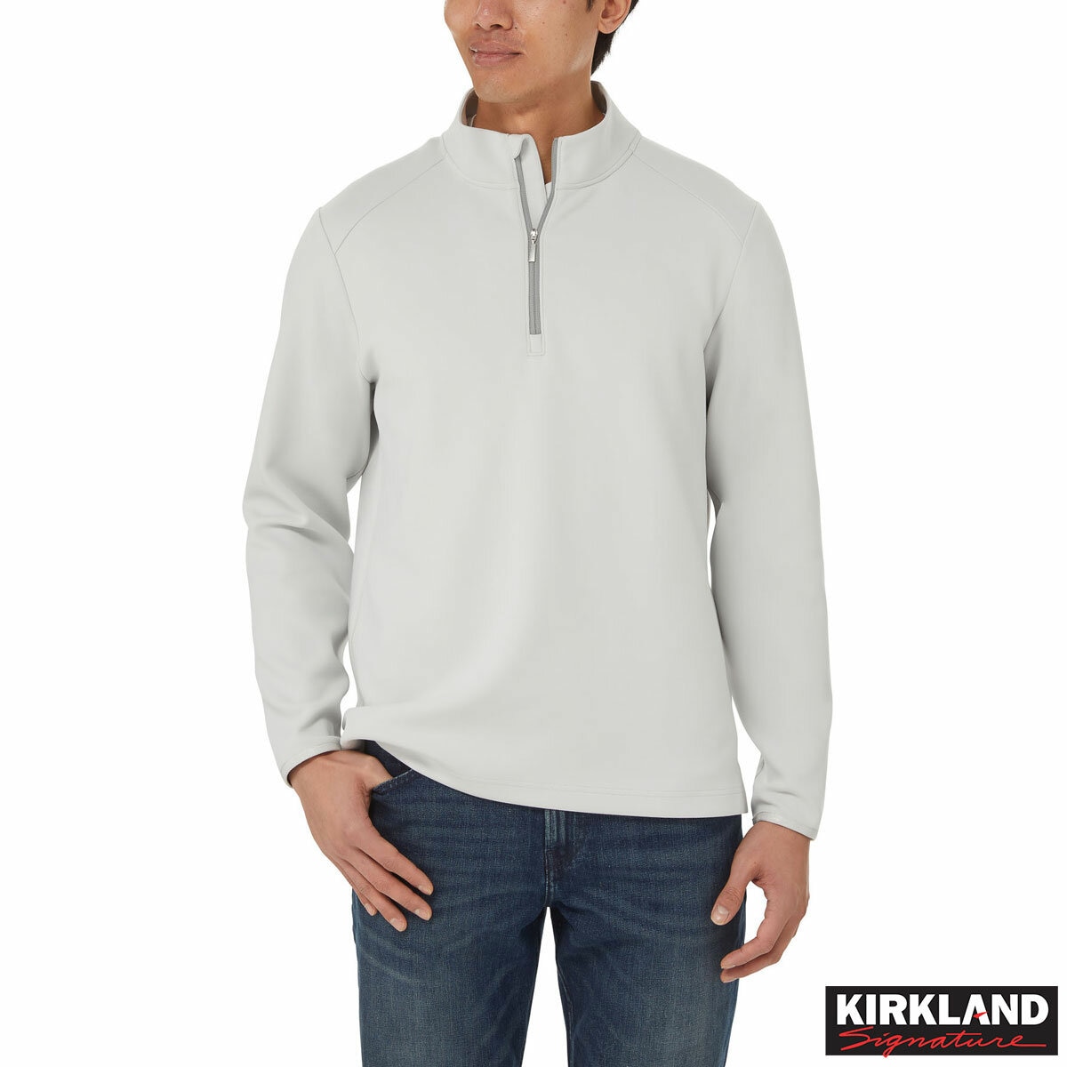 Kirkland Signature Men's 1/2 Zip Sweater in Grey