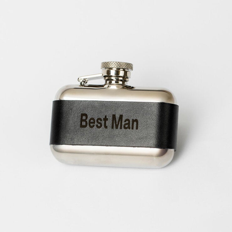 Y440 S/ST BLACK LTHR 3oz HIP FLASK