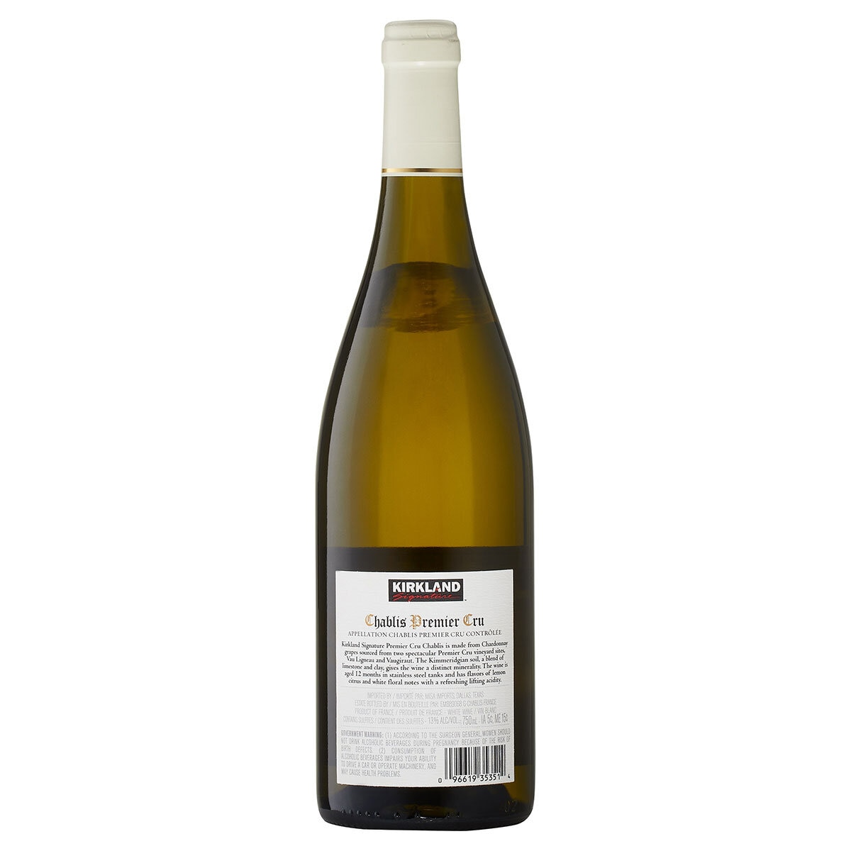 Kirkland Signature Chablis Premier Cru 2016 back label