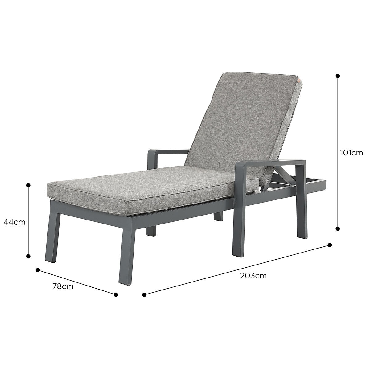 Stone Garden 3 Piece Lounger Set in Grey