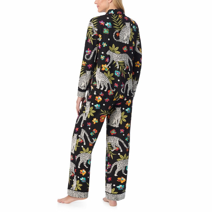 Room Service Ladies Notch Collar PJ Set in Cheetah