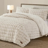 FRYE Faux Fur Cream 3 Piece Comforter Set FRYE Faux Fur Cream 3 Piece Comforter Set