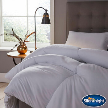 Lifetsyle imagery of thick 18 tog Duvet, styled on bed