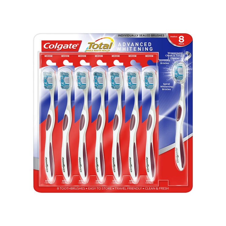 Colgate Total Advanced Whitening Medium Toothbrush, 8 Pack Costco UK
