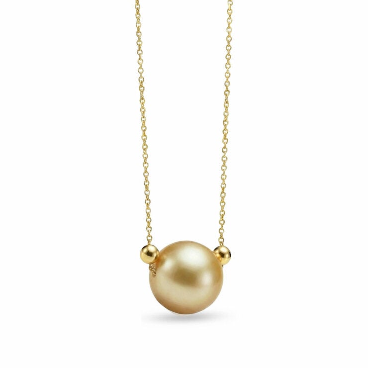 10.5-11mm Golden Southsea Pearl Necklace, 14ct Yellow Gold 10.5-11mm Golden Southsea Pearl Necklace, 14ct Yellow Gold