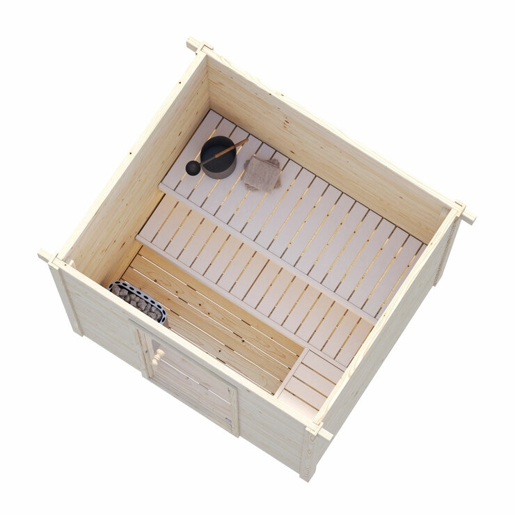Eir (2,6m2 | 2,2x1,8m |44mm) Compact Garden Sauna Set Eir (2,6m2 | 2,2x1,8m |44mm) Compact Garden Sauna Set