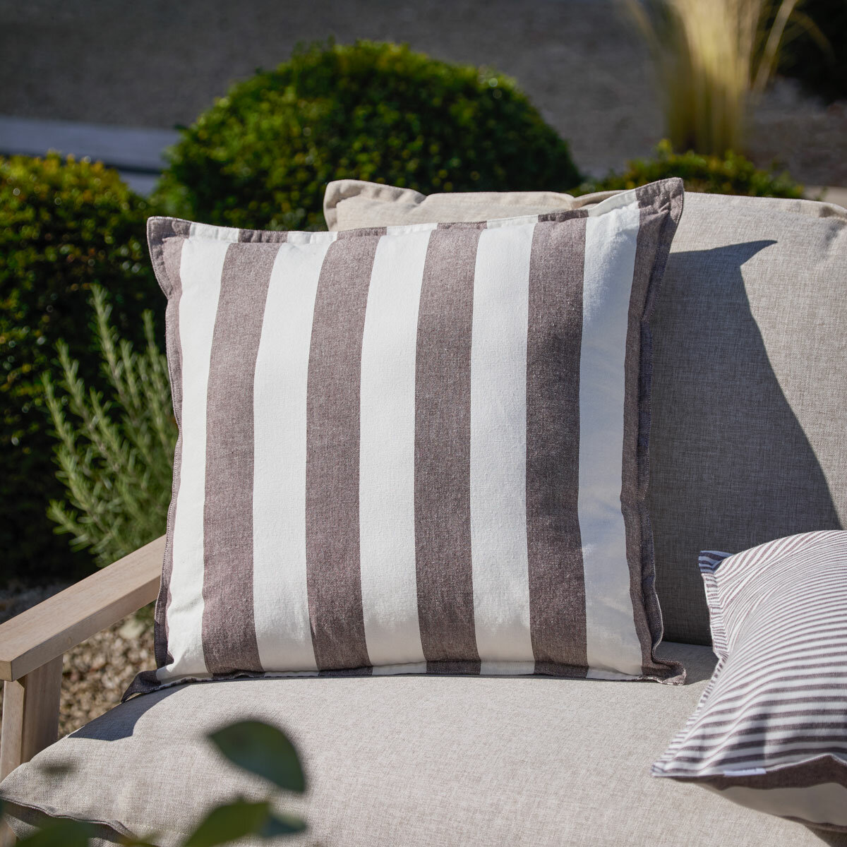 Yard Hayle Brown Striped Indoor Outdoor Cushion, 50 x 50 cm