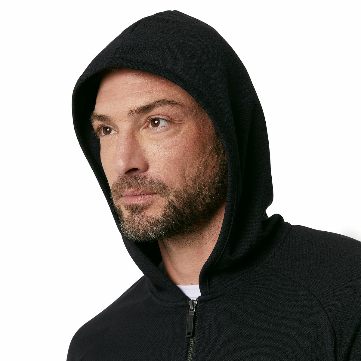 32 Degrees Men's Pique Full Zip Hoodie in Black