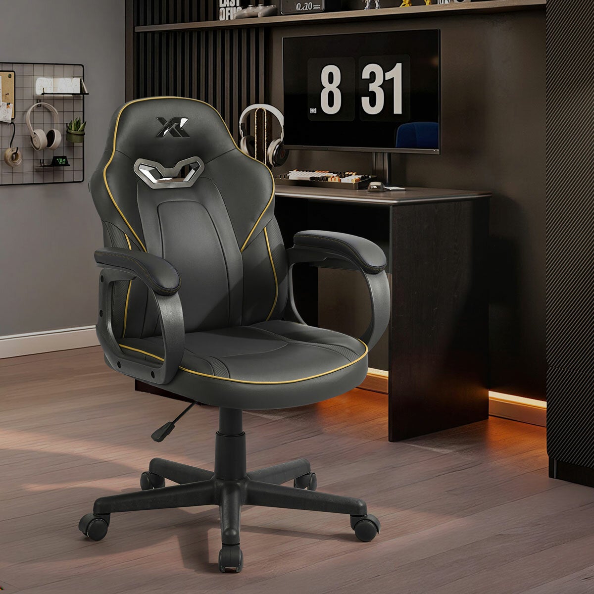 X Rocker Mythos Mid-Back Gaming Chair, Black/Gold