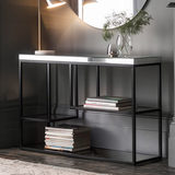 Pippard Console Table with Mirrored Top, Satin Black