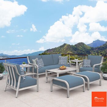 ATLeisure Catalina 8 Piece Deep Seating Set with Faux Wood Finish