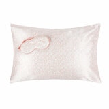 Light pink and white leopard print satin pillowcase with matching sleep mask placed on top. Smooth finish highlights the set’s stylish and skin-friendly design. Light pink and white leopard print satin pillowcase with matching sleep mask placed on top. Smooth finish highlights the set’s stylish and skin-friendly design.