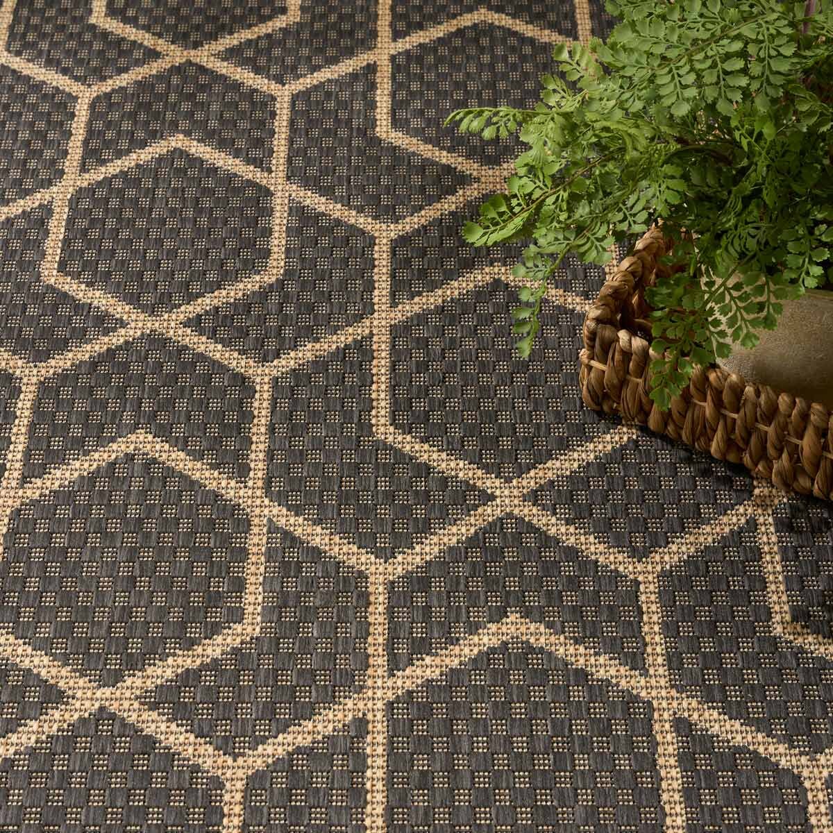 Nourison Horizon Geometric Indoor / Outdoor Rug in 2 Sizes, Charcoal