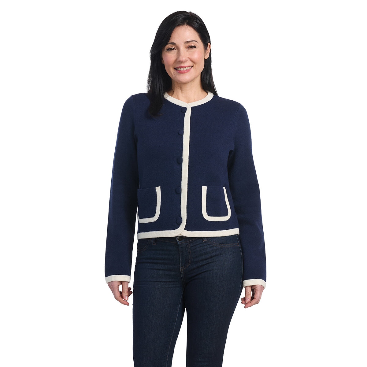Dalia Ladies Contrast Trim Cardigan