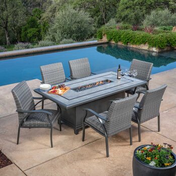 Fire Pit Table Set Patio With, Patio Table With Fire Pit In The Middle