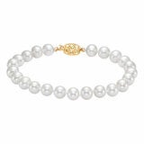 7-7.5mm Freshwater White Pearl Circle Clasp Bracelet, 14ct Yellow Gold 7-7.5mm Freshwater White Pearl Circle Clasp Bracelet, 14ct Yellow Gold