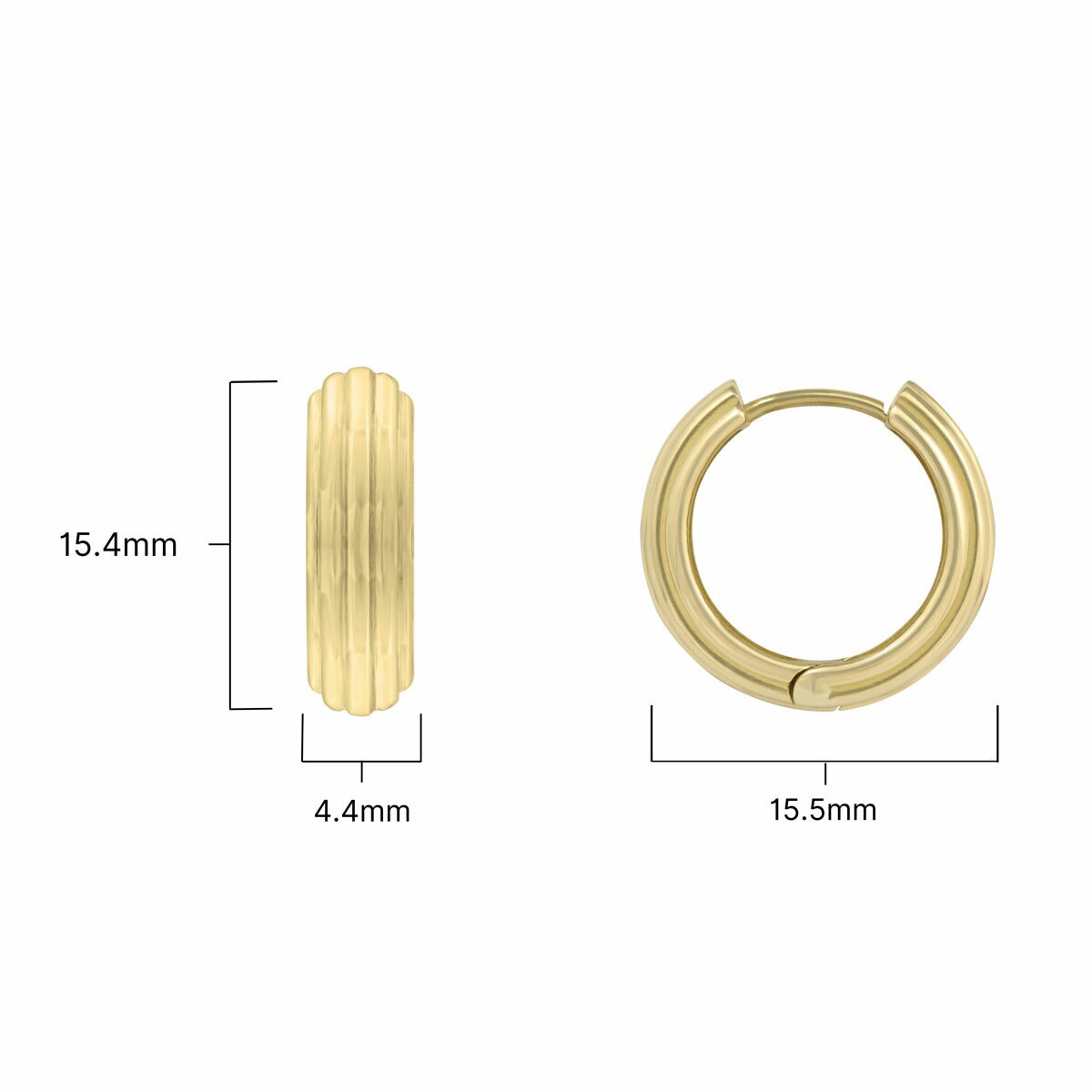14ct Yellow Gold Fluted Textured Hoop Earrings