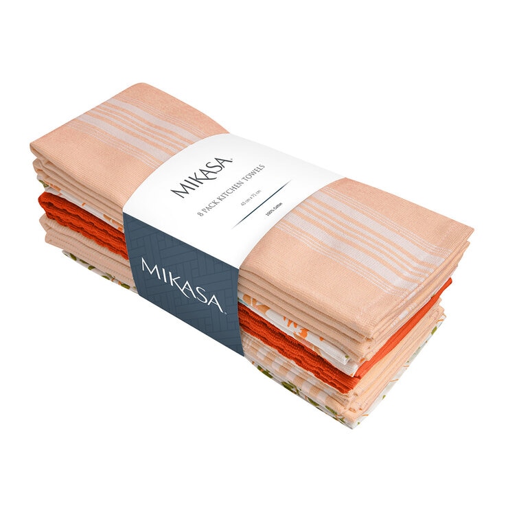 Mikasa Orange Kitchen Towels, 8 Pack Mikasa Orange Kitchen Towels, 8 Pack
